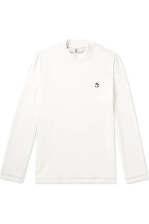 Brunello Cucinelli Logo-Embroidered Cotton-Jersey Mock-Neck T-Shirt - Men - - XL