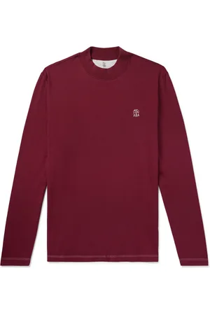 Brunello Cucinelli Logo-Embroidered Cotton-Jersey Mock-Neck T-Shirt - Men - - L