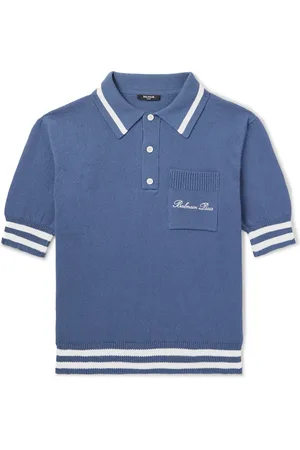Balmain Logo-Embroidered Striped Knitted Polo Shirt - Men - - L
