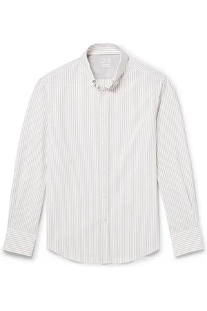 Brunello Cucinelli Button-Down Collar Striped Cotton Shirt - Men - - XS