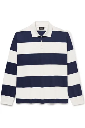 A.P.C. Riley Logo-Embroidered Striped Organic Cotton-Blend Jersey Polo Shirt - Men - - L