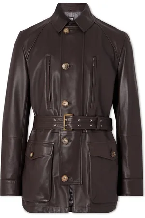 Brunello Cucinelli Belted Full-Grain Leather Jacket - Men - - M