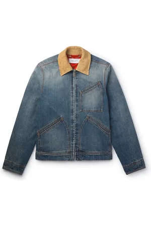 Alexander McQueen Suede-Trimmed Denim Jacket - Men - - IT 48