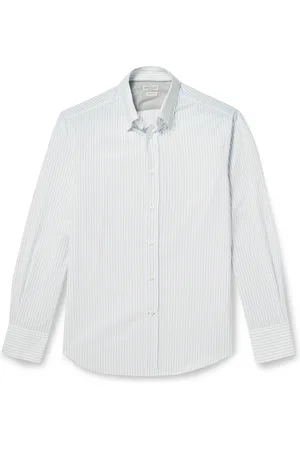 Brunello Cucinelli Button-Down Collar Striped Cotton Shirt - Men - - M