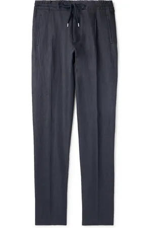 LARDINI Miami Straight-Leg Pleated Linen-Twill Drawstring Trousers - Men - - IT 46