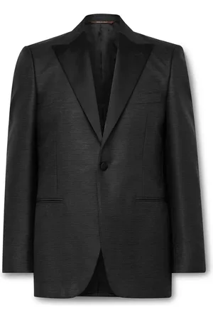 CANALI Slim-Fit Satin-Trimmed Slubbed Wool and Silk-Blend Tuxedo Jacket - Men - - IT 46