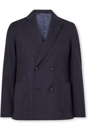 OFFICINE GENERALE Leon Double-Breasted Pinstriped Wool Suit Jacket - Men - - IT 52