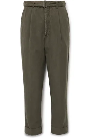 OFFICINE GENERALE Hugo Straight-Leg Belted Pleated Garment-Dyed Lyocell, Linen and Cotton-Blend Trousers - Men - - IT 56