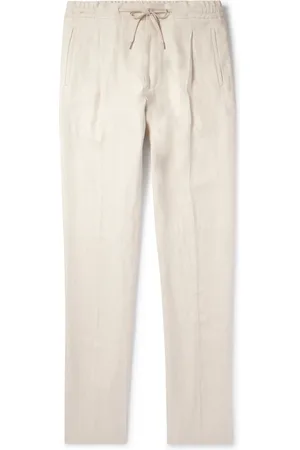 LARDINI Miami Straight-Leg Pleated Linen-Twill Drawstring Trousers - Men - - IT 54