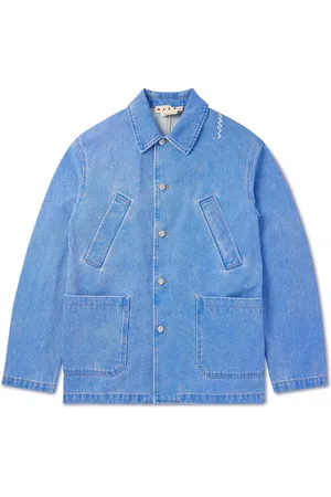 Marni Logo-Embroidered Bleached Denim Jacket - Men - - IT 50