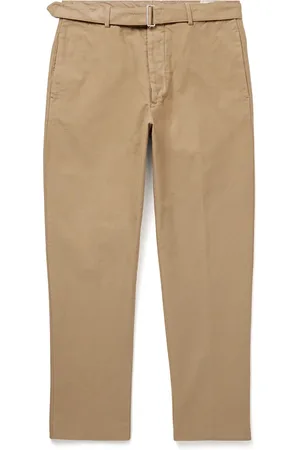 OFFICINE GENERALE Tapered Belted Garment-Dyed Cotton-Twill Trousers - Men - - IT 48