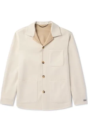 CANALI Camp-Collar Brushed Wool-Blend Twill Overshirt - Men - - IT 52