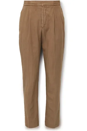 OFFICINE GENERALE Drew Tapered Pleated Garment-Dyed Lyocell-Blend Trousers - Men - - IT 44