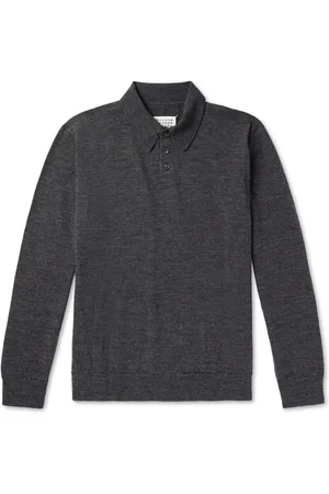 Maison Margiela Suede-Trimmed Wool Polo Shirt - Men - - XL