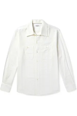 Brunello Cucinelli Striped Embroidered Cotton Shirt - Men - - XL