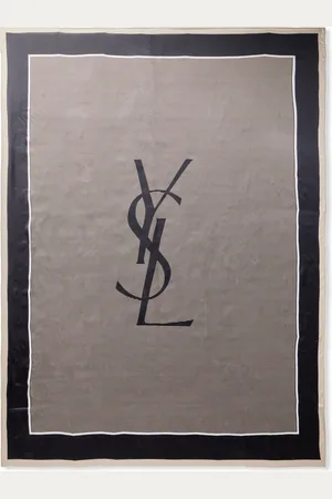 Saint Laurent Logo-Print Striped Silk-Satin Scarf - Men
