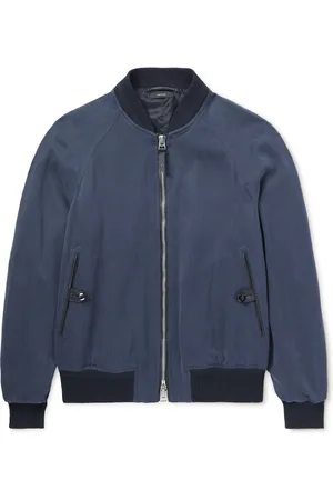 Tom Ford Leather-Trimmed Lyocell-Twill Bomber Jacket - Men - - IT 52