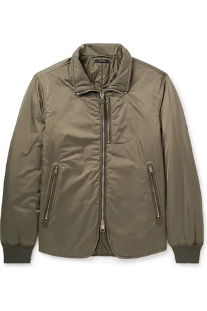 Tom Ford Padded Leather-Trimmed Satin Bomber Jacket - Men - - IT 46