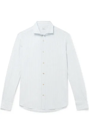 Boglioli Striped Cotton and Linen-Blend Shirt - Men - - EU 40