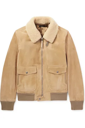 Tom Ford Shearling-Trimmed Suede Bomber Jacket - Men - - IT 56