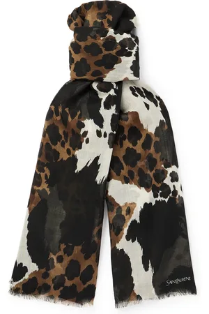 Saint Laurent Frayed Printed Wool Scarf - Men