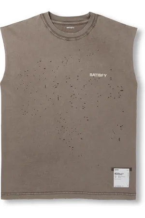 SATISFY Distressed Logo-Print MothTech™ Organic Cotton-Jersey Tank Top - Men - - 0