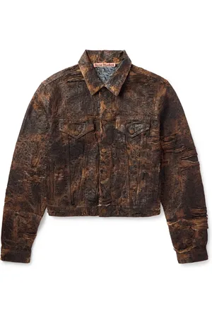 Acne Studios Oraya Slim-Fit Cropped Distressed Coated-Denim Jacket - Men - - IT 46