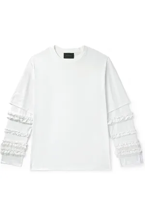 Simone Rocha Ruffled Tulle-Trimmed Cotton-Jersey T-Shirt - Men - - XS