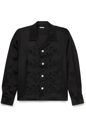 BODE Camp-Collar Appliquéd Silk Shirt - Men - - XL