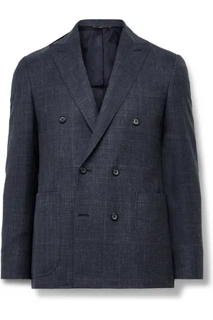 CANALI Slim-Fit Double-Breasted Wool and Silk-Blend Suit Jacket - Men - - IT 46