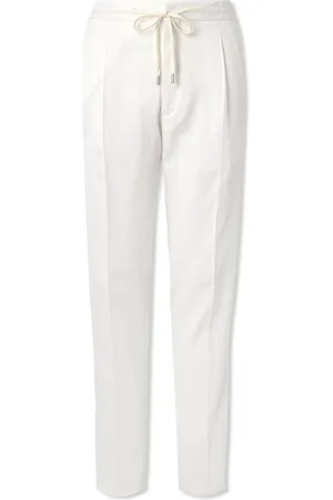 LARDINI Straight-Leg Pleated Cotton-Blend Seersucker Drawstring Trousers - Men - - IT 54