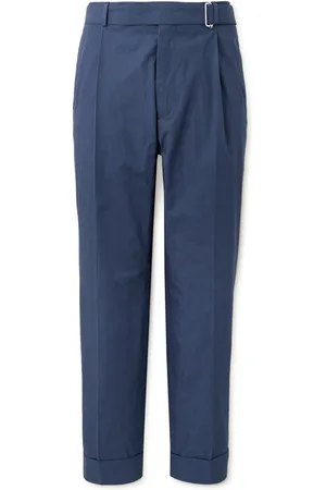 OFFICINE GENERALE Hugo Straight-Leg Belted Pleated Cotton-Poplin Trousers - Men - - IT 48