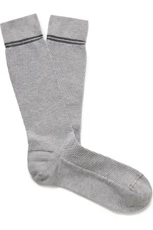 Ermenegildo Zegna Striped Textured Organic Cotton-Blend Socks - Men
