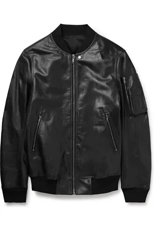 Rick Owens Classic Flight Oversized Webbing-Trimmed Distressed Leather Bomber Jacket - Men - - IT 46