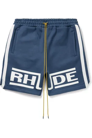 Rhude Champions Grosgrain-Trimmed Logo-Print Cotton-Jersey Drawstring Shorts - Men - - XS