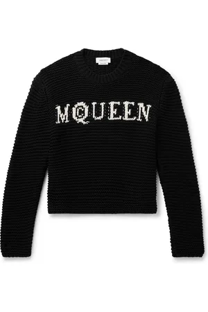 Alexander McQueen Cropped Ribbed Logo-Jacquard Cotton Sweater - Men - - M
