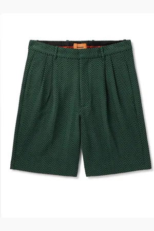 Missoni Straight-Leg Pleated Herringbone Cotton-Blend Shorts - Men - - IT 46
