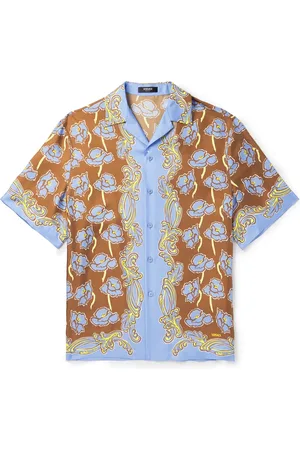 VERSACE Printed Camp-Collar Silk-Twill Shirt - Men - - IT 52