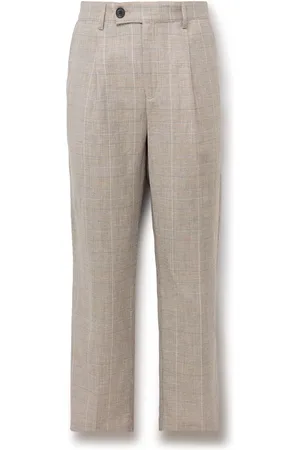 Corridor Straight-Leg Pleated Checked Linen and Wool-Blend Trousers - Men - - UK/US 32