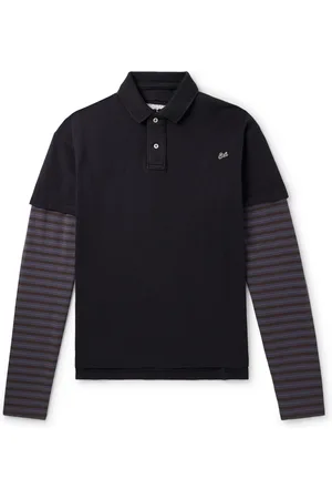 ERL Layered Striped Jersey-Trimmed Cotton-Piqué Polo Shirt - Men - - L