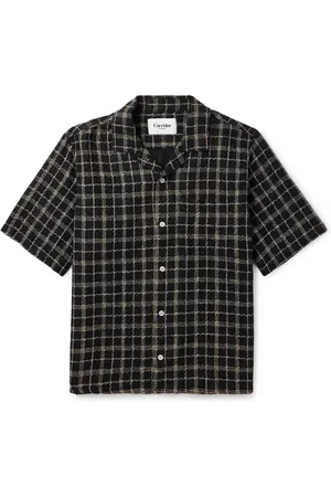 Corridor Camp-Collar Checked Cotton and Linen-Blend Gauze Shirt - Men - - S