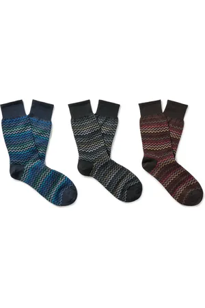 Missoni Three-Pack Striped Crochet-Knit Cotton Socks - Men - - M