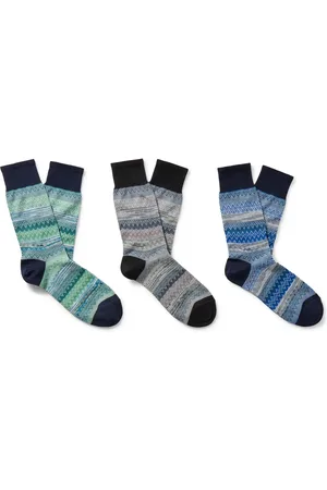 Missoni Three-Pack Striped Crochet-Knit Cotton Socks - Men - - S