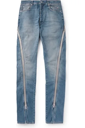DRKSHDW BY RICK OWENS Bolan Banana Wide-Leg Zip-Detailed Waxed Jeans - Men - - UK/US 36