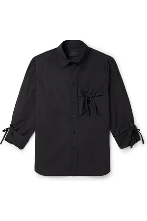 Simone Rocha Bow-Detailed Waxed Cotton-Blend Poplin Shirt - Men - - L