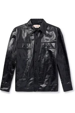 Marni Logo-Embroidered Glossed-Leather Overshirt - Men - - IT 48