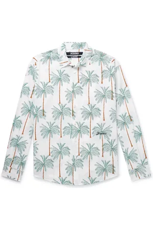 Jacquemus Simon Logo-Embroidered Printed Cotton-Poplin Shirt - Men - - IT 52
