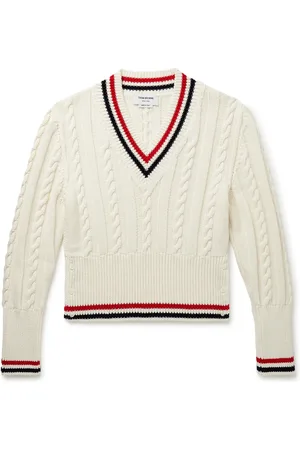 Thom Browne Slim-Fit Cropped Striped Cable-Knit Cotton Sweater - Men - - 2