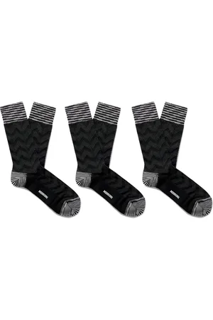 Missoni Three-Pack Striped Crochet-Knit Cotton-Blend Socks - Men - - M