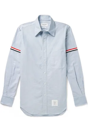 Thom Browne Button-Down Collar Grosgrain-Trimmed Cotton Oxford Shirt - Men - - 3